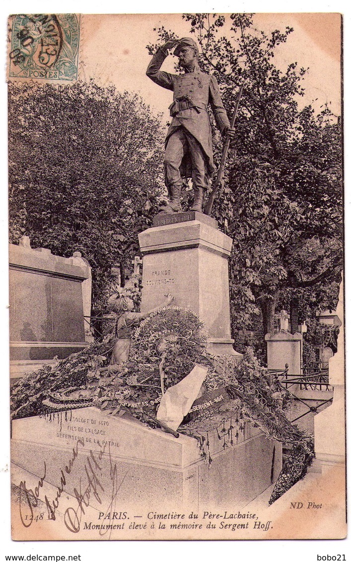 2739 - Paris ( XXe ) - Cimetière Du Père Lachaise - Monument élevé à La Mémoire Du Sergent Hoff . N.D. N°1248 - - Arrondissement: 20