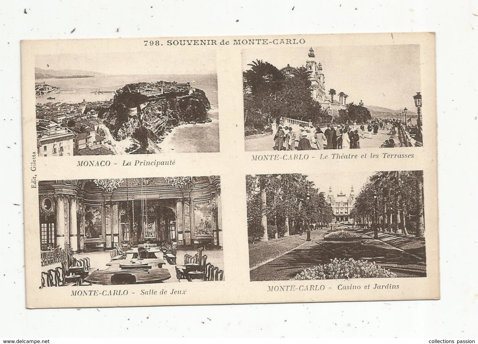 Cp , Monaco , Souvenir De MONTE CARLO ,multi Vues , écrite 1927 - Tarjetas Panorámicas