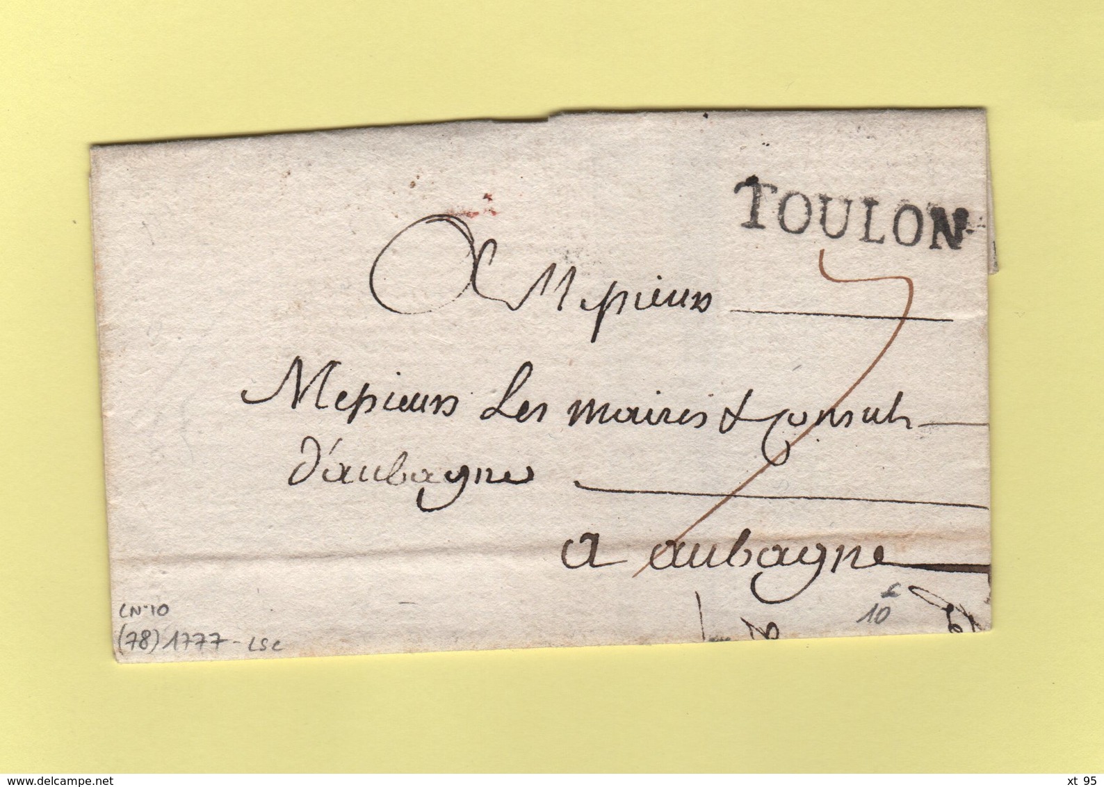 Toulon - Var - 1777 - (Lenain N°10) - Sans Correspondance - 1701-1800: Precursori XVIII