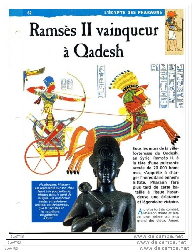 RAMSES II  VAINQUEUR A QADESH  Histoire Fiche Dépliante Egypte Des Pharaons - History