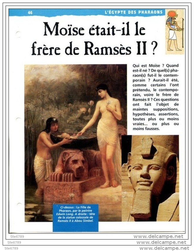 MOISE FRERE DE RAMSES II    Histoire Fiche Dépliante Egypte Des Pharaons - Histoire