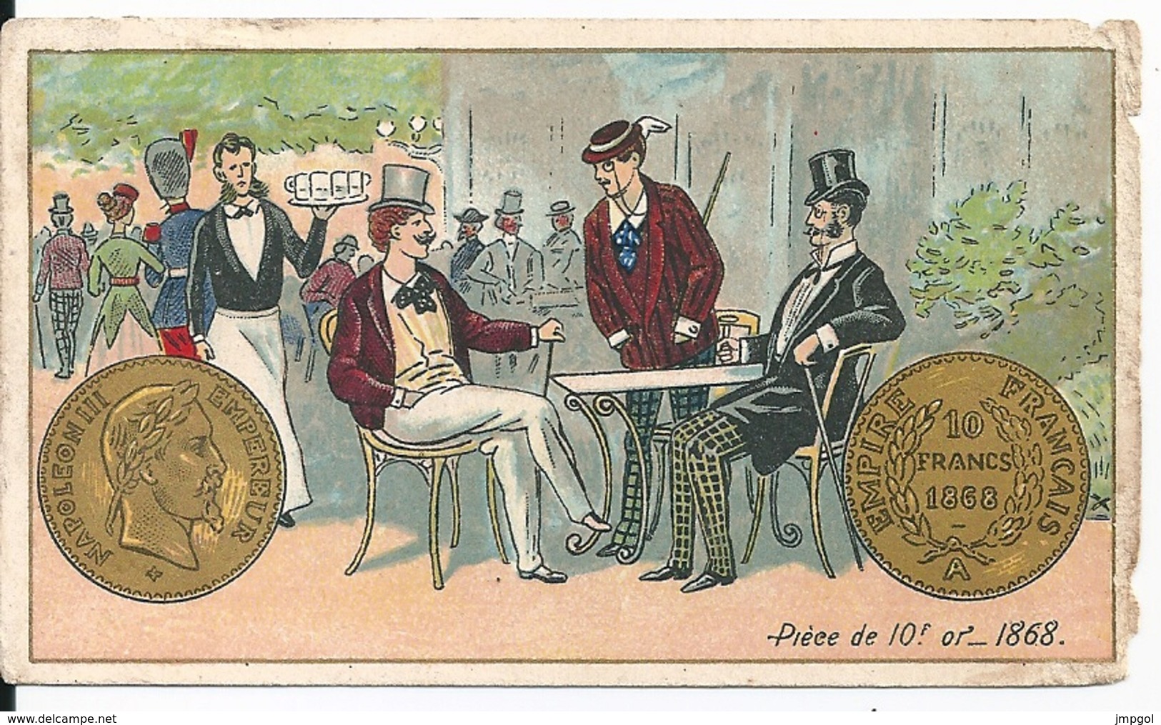 Chromos Chicorée Bériot Lille A La Belle Jardinière Série Monnaies "Pièce 10 Fr Or 1868" - Tee & Kaffee