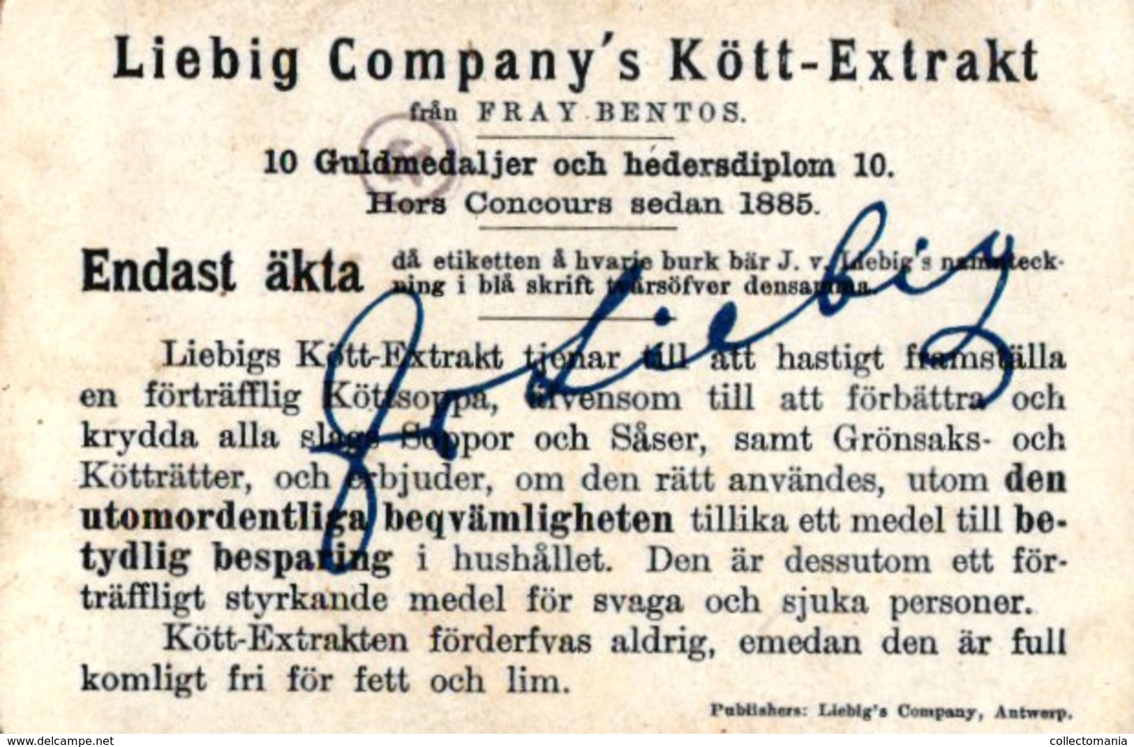 1 Liebig Advertising Card,  Edition : SVEZIA Zweden  S 380 Anno C1893, Fleurs, Oiseaux Et Papillons - Liebig