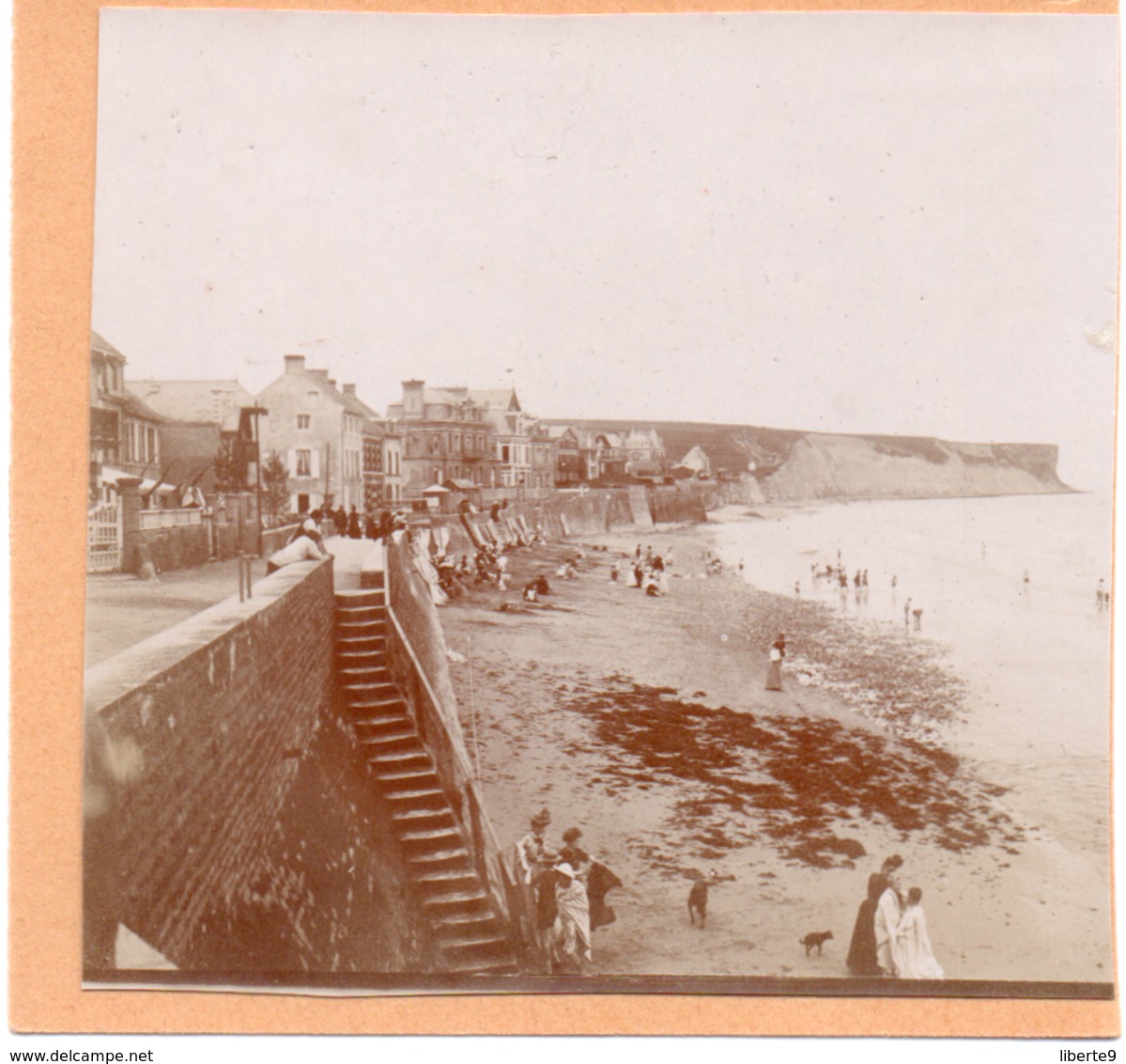 Arromanches - Photo ! C.1900 La Digue Plage Escalier - Old (before 1900)