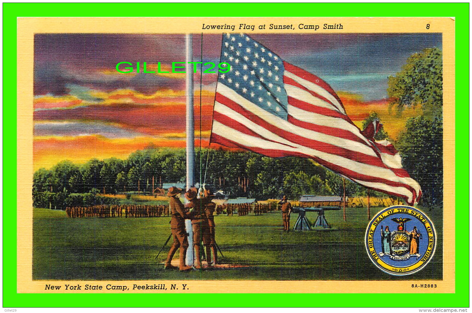 MILITARIA - LOWERING FLAG AT SUNSET, CAMP SMITH, PEEKSKILL, NY - THE RUBEN PUB. CO - - Manoeuvres