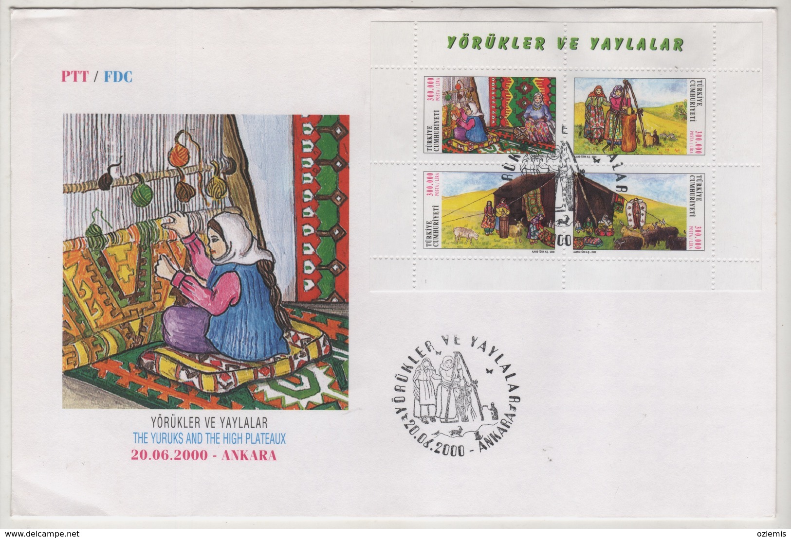 TURQUIE,TURKEI ,TURKEY ,THE YURUKS AND HIGH PLATEAUX  2000  FDC - Lettres & Documents