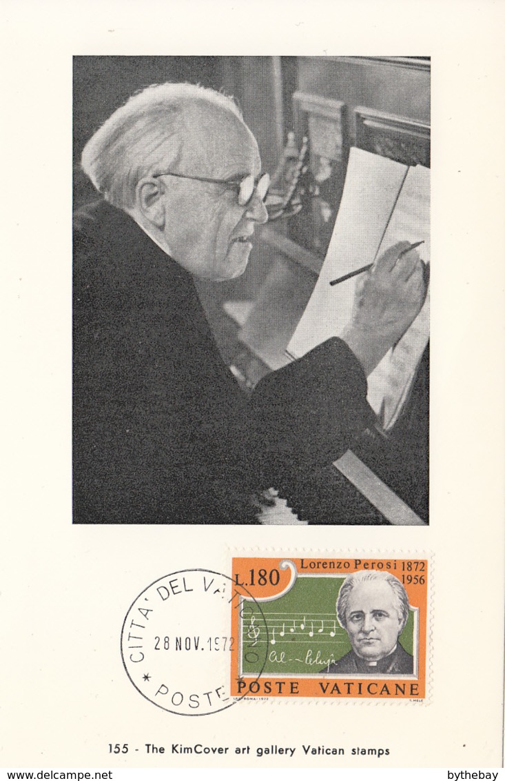 Vatican City 1972 Maxicard Scott #527 Lorenzo Perosi, 'Hallelujah' Music - Cartes-Maximum (CM)