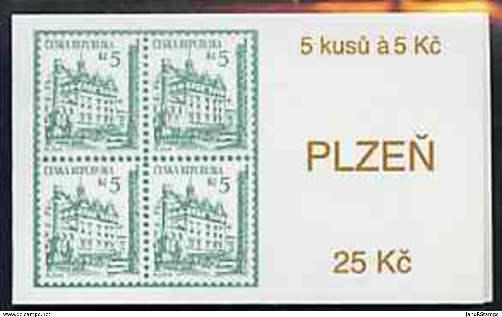 Booklet - Czech Republic 1993 Pilsen 25kc Booklet TOURISM STAMP ON STAMP Complete And Fine Pane Of 5 X Mi 15 - Blocks & Sheetlets