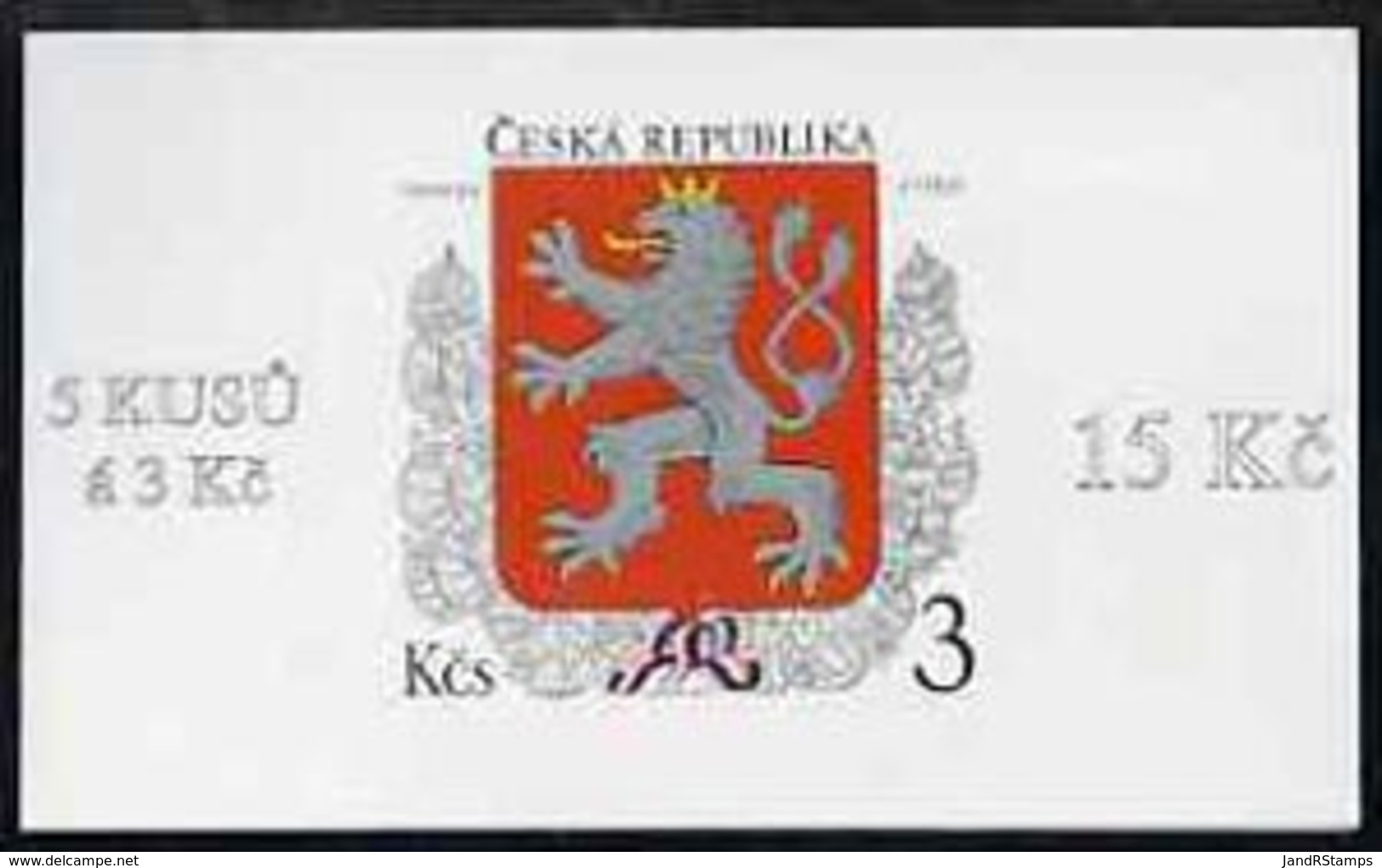 Booklet - Czech Republic 1993 State Arms 15kc Booklet (Arms On Cover) HERALDRY Pane Of 5 X Mi 1 - Blocs-feuillets