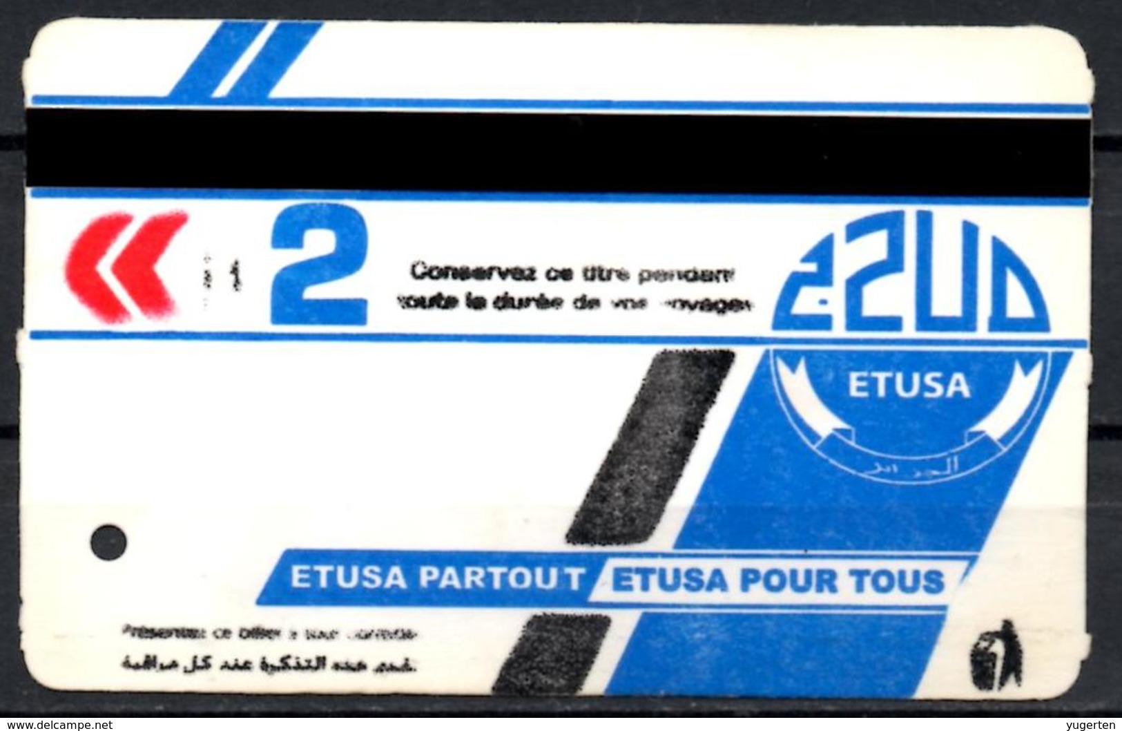 1 Ticket Transport Algeria Bus Algiers Alger - Biglietto Dell'autobus 1 Billete De Autobús 1 Busticket Tickets - World