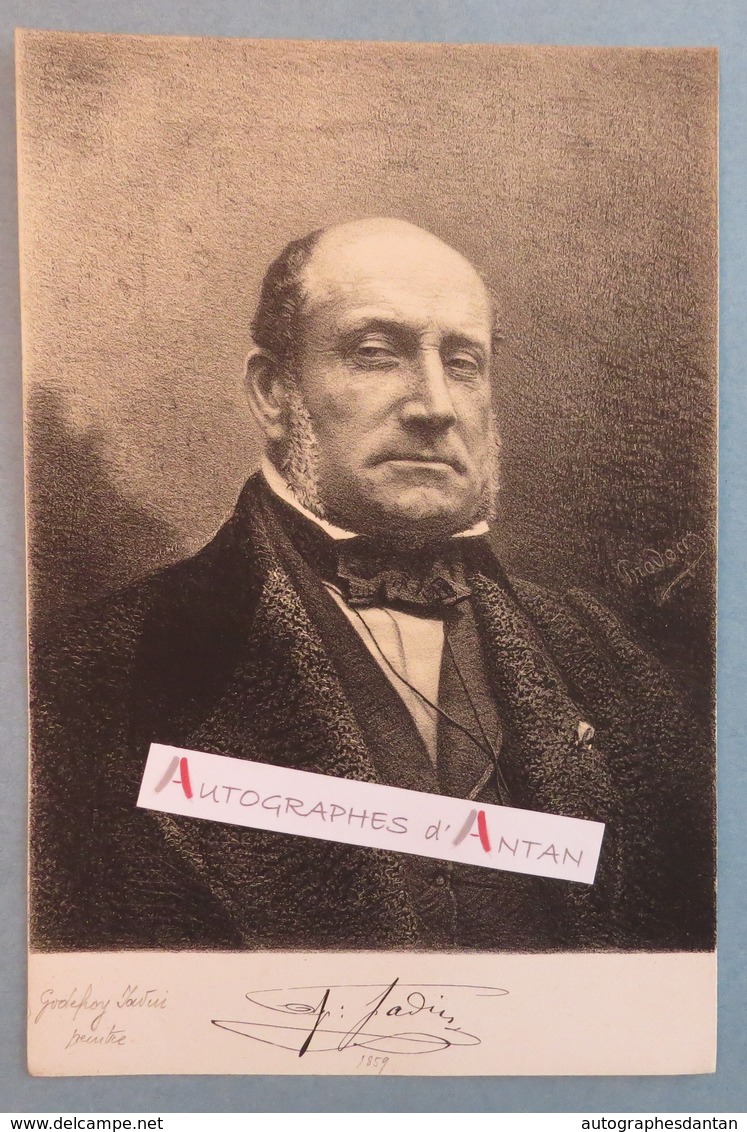 Gravure Autoportrait Du Peintre Animalier Louis Godefroy JADIN Avec Signature Autographe (imprimée ?) - Estampes & Gravures