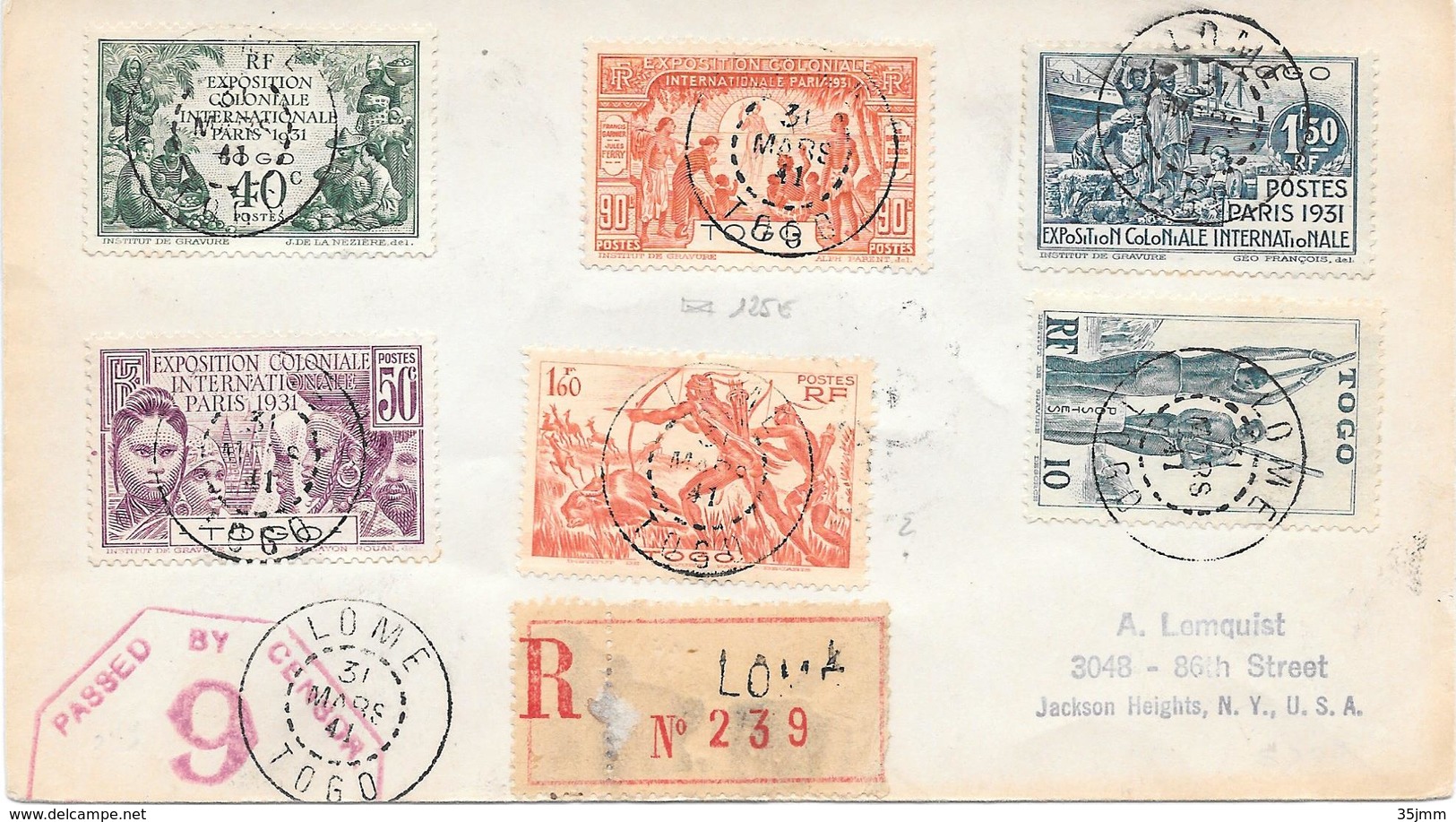 Togo Lettre Lomé Pour Les USA 1941 Censure Censor Geoffnet - Covers & Documents