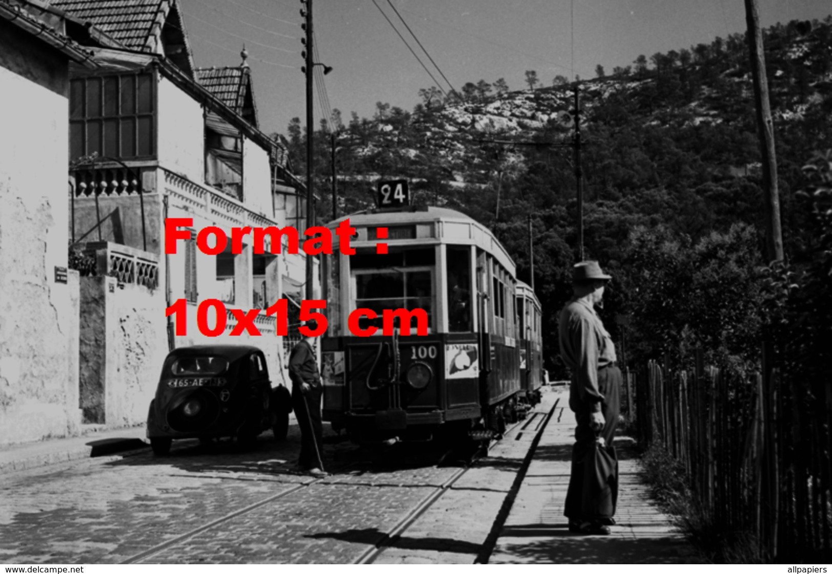 Reproduction D'une Photographie D'un Tramway Ligne 24 Préfecture Le Redon à Marseille En Mai 1958 - Autres & Non Classés