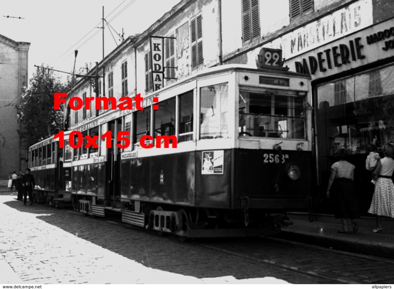 Reproduction D'une Photographie D'un Tramway Ligne 22 Le Redon à Marseille En 1958 - Otros & Sin Clasificación