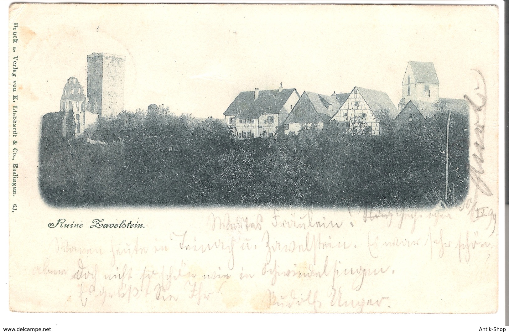 Ruine Zavelstein Und Stadtansicht Bad Teinach Von 1898 (L039AK) - Bad Teinach