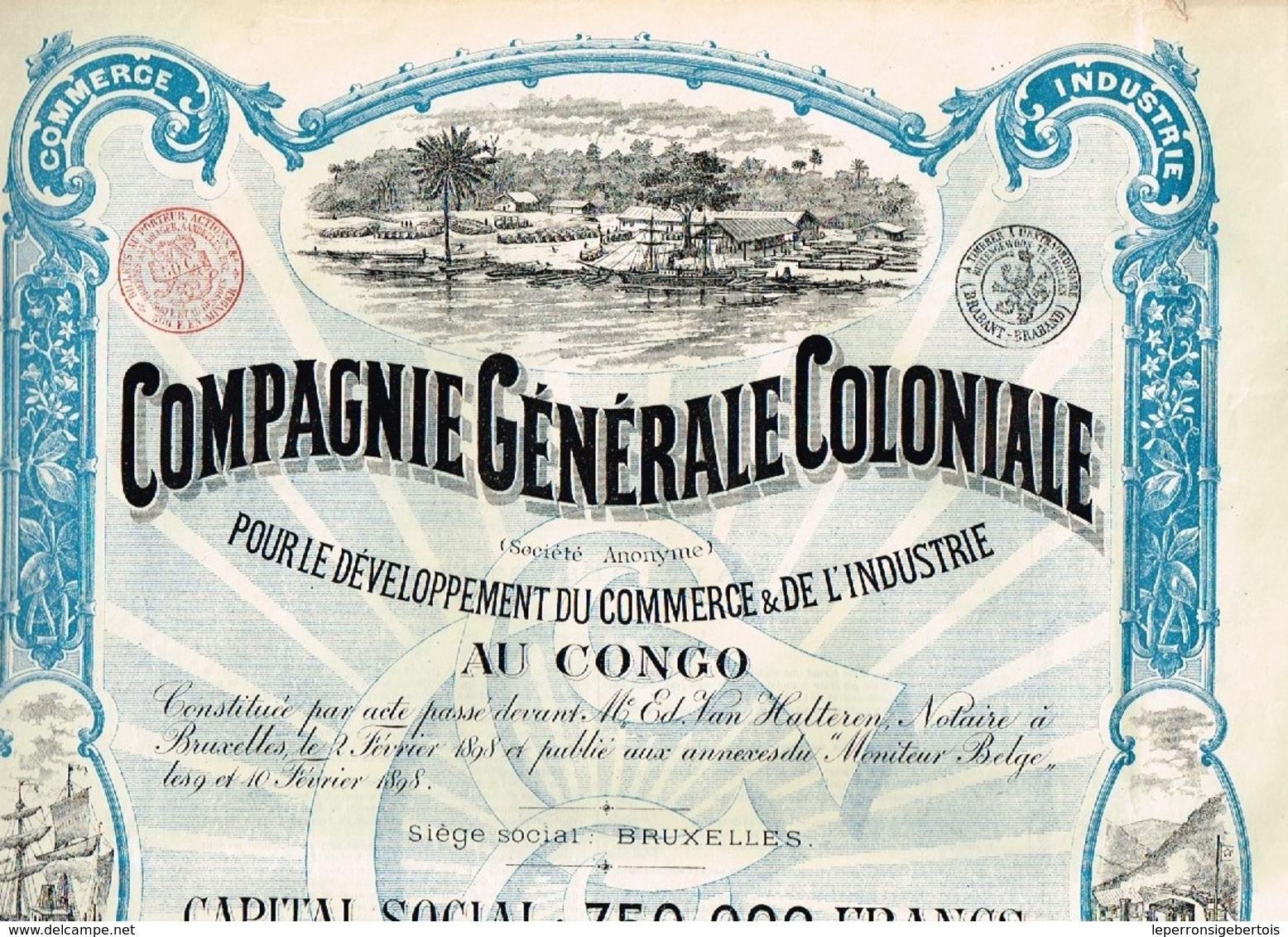 Action Ancienne - Compagnie Générale Coloniale - Titre De 1898 - Déco N°09504 - Afrique