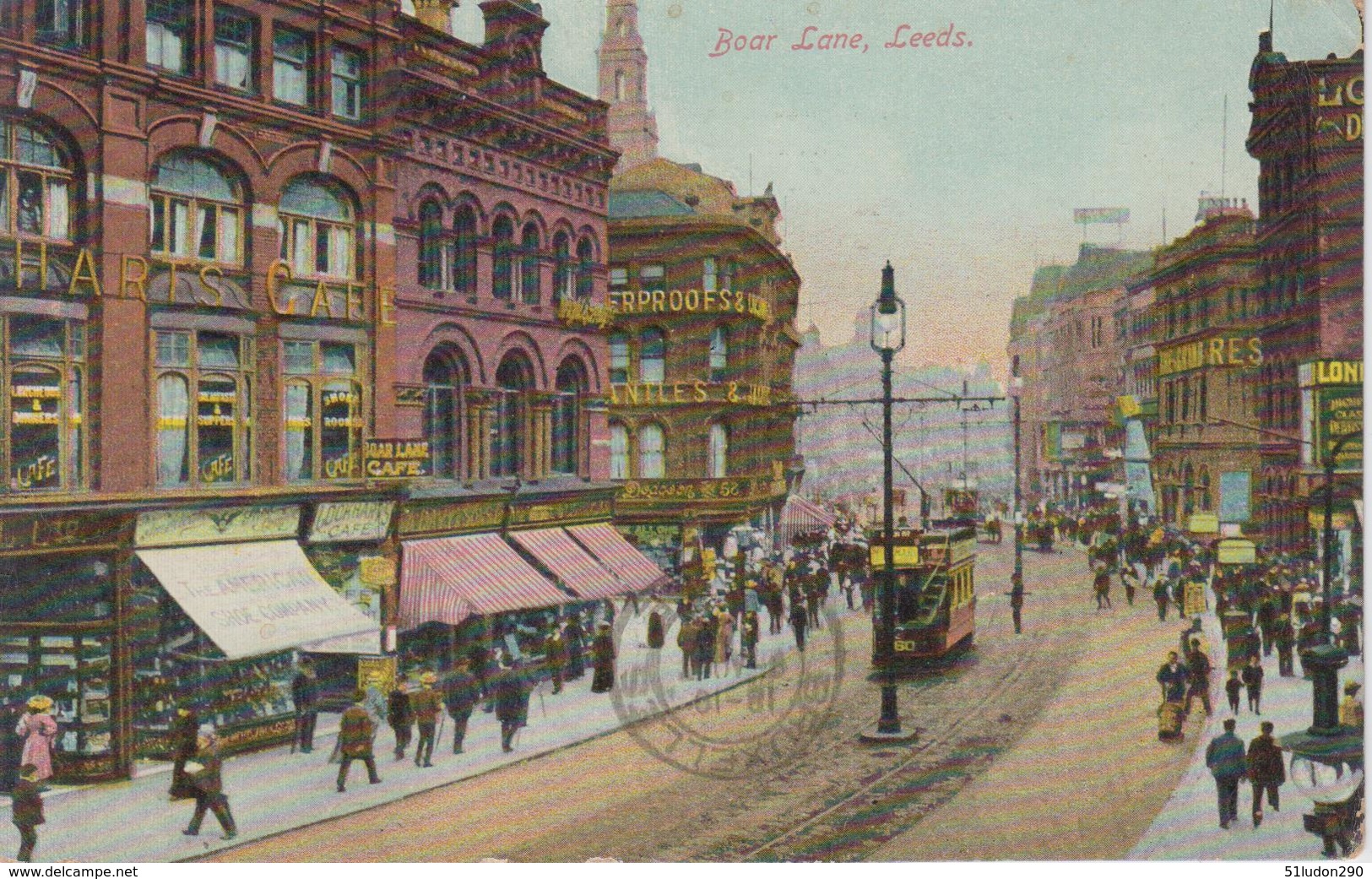 CPA Leeds - Boar Lane (animation Avec Tram) - Leeds