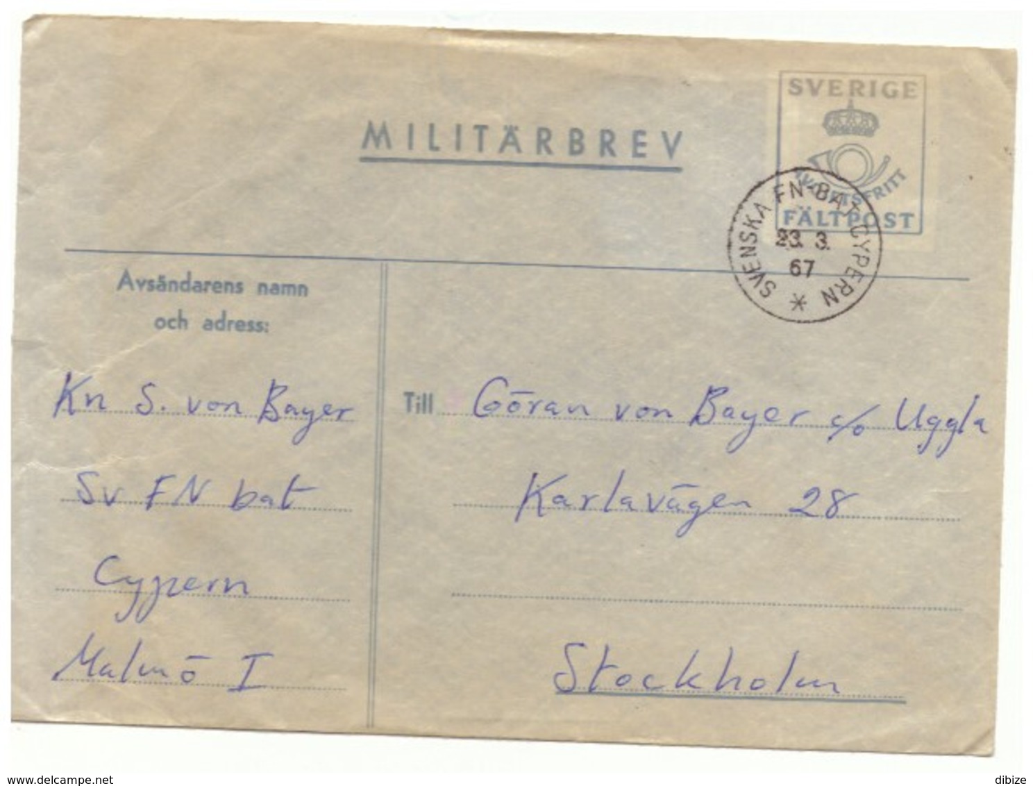 Enveloppe En Franchise Militaire. Suède. Miltärbrev. Avgiftsfritt.  Fältpost. Sverige. 1962. - Military