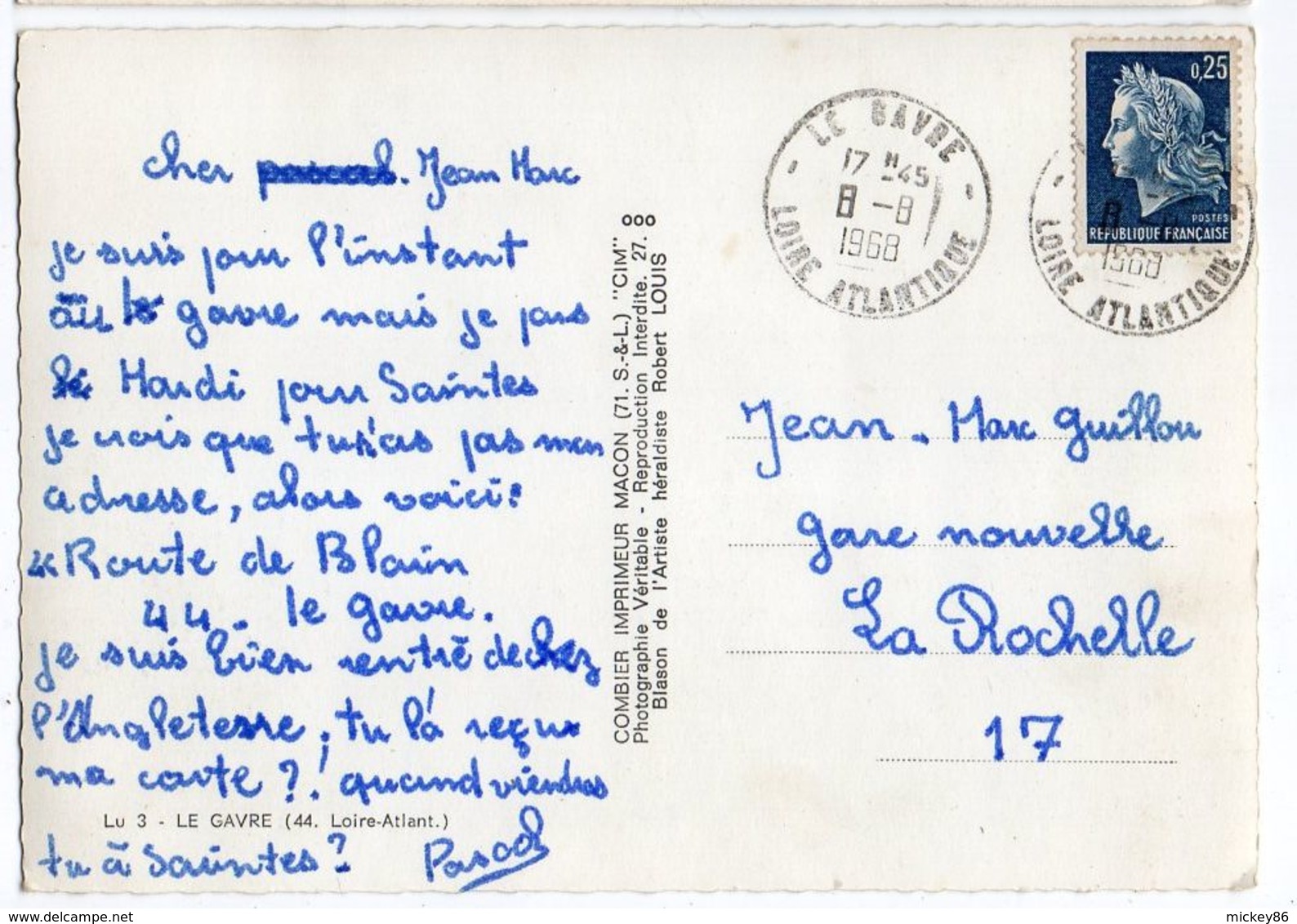 LE GAVRE  -- 1968 -- Multivues -- Beau Cachet Rond  LE GAVRE -44 - Le Gavre