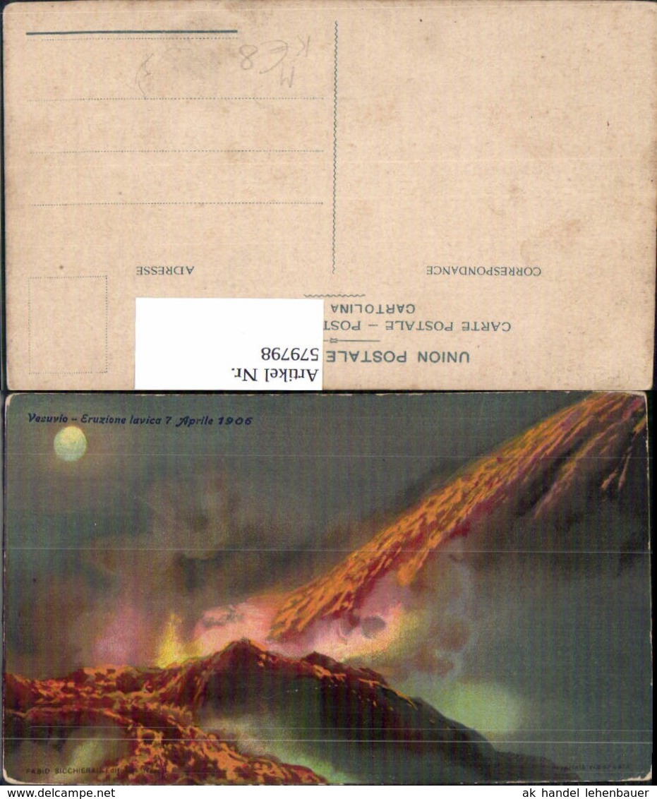 579798,K&uuml;nstler Ak Vesuvio Eruzione 1906 Ausbruch Vesuv Vulkan Neapel Katastrophe - Katastrophen