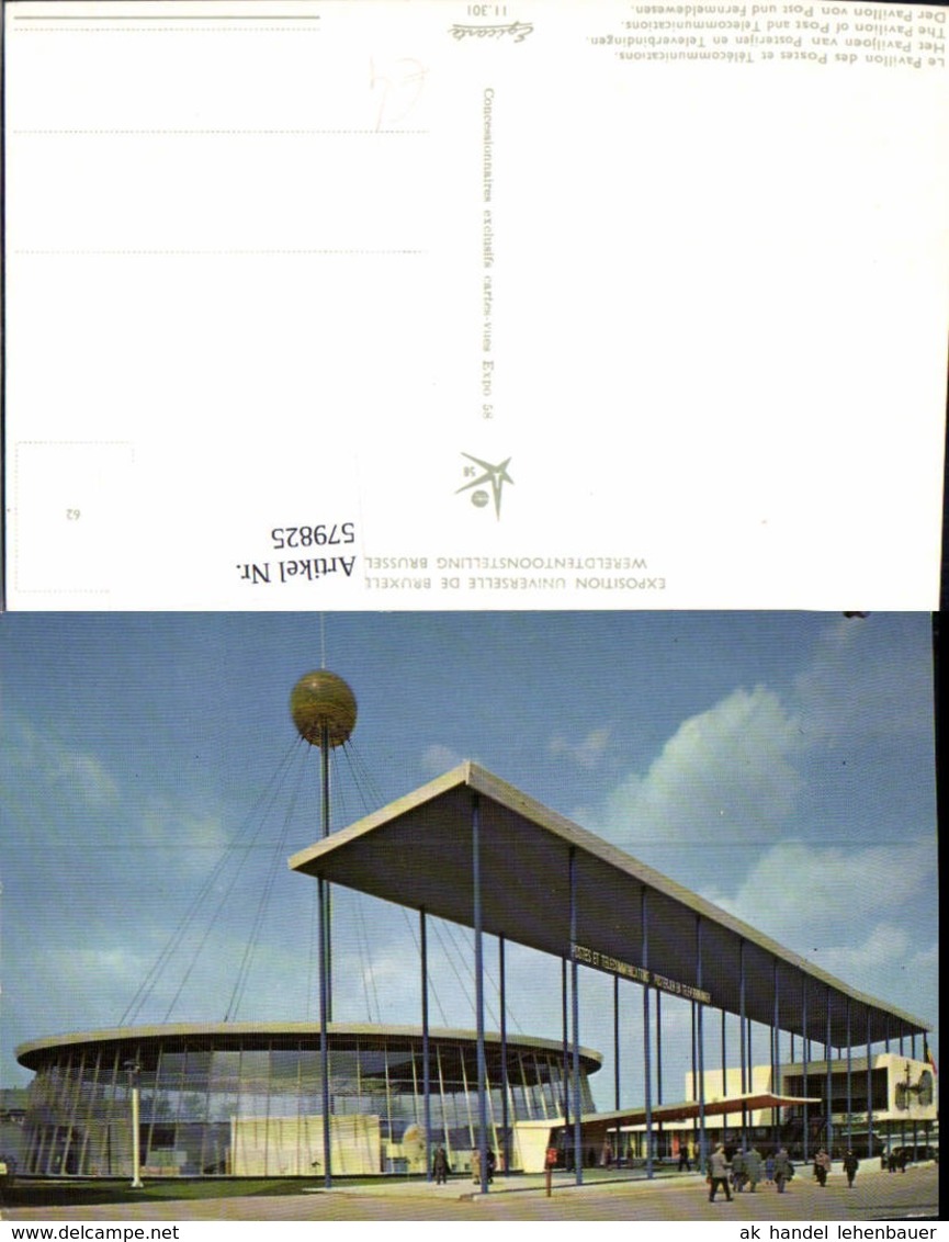 579825,Ausstellung Exposition Universelle De Bruxelles Br&uuml;ssel 1958 Pavillon Post Fer - Ausstellungen