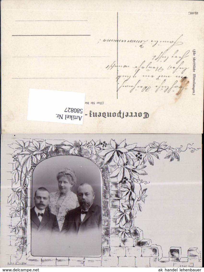 580827,Fotomontage Gruppenbild Familie Zimmermann Frau M&auml;nner Wilder Wein Ranke - Sonstige & Ohne Zuordnung