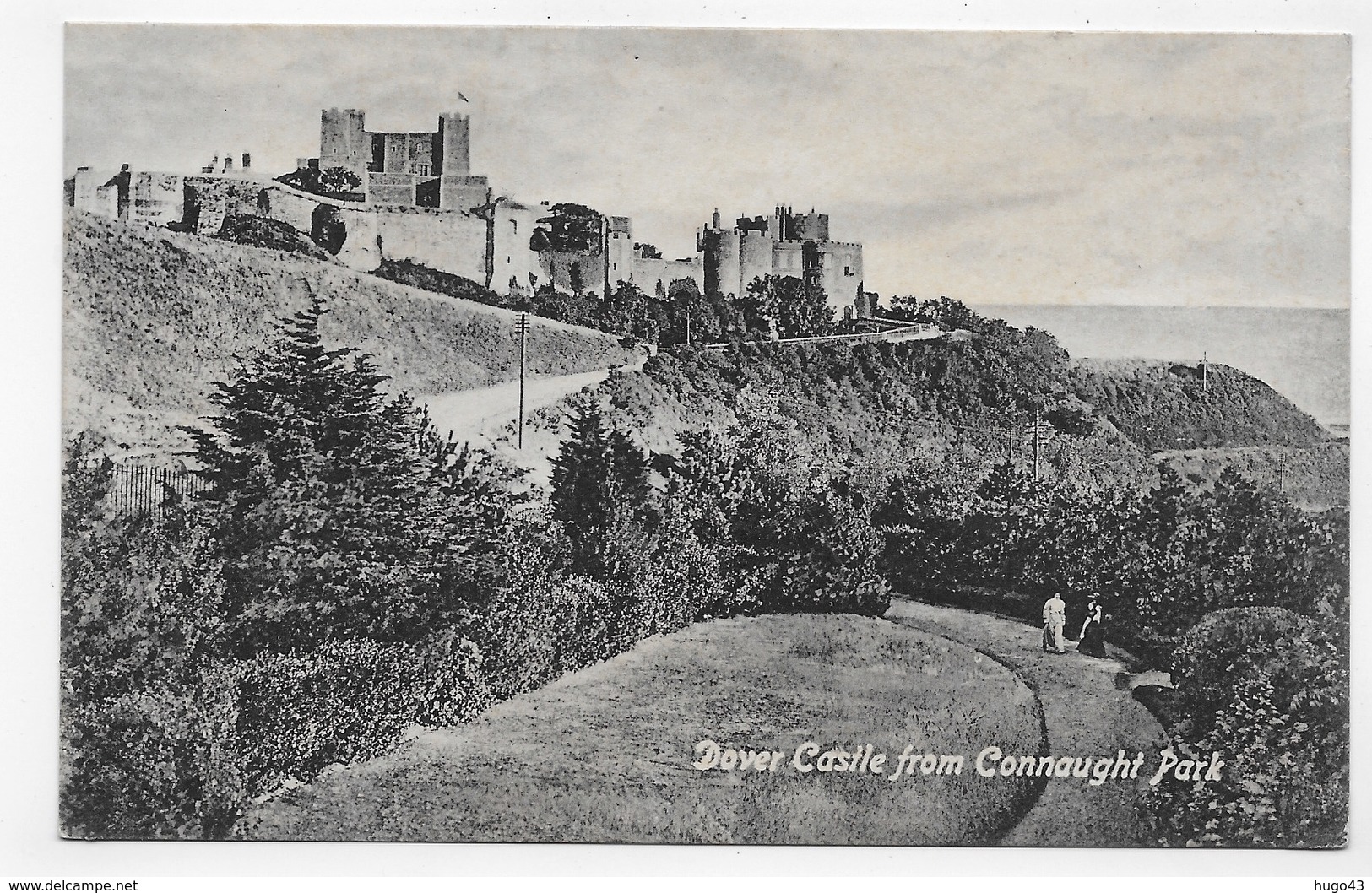 (RECTO / VERSO) DOVER CASTLE FROM CONNAUGHT PARK EN 1914 - BEAU TIMBRE ET CACHET - CPA VOYAGEE - Dover