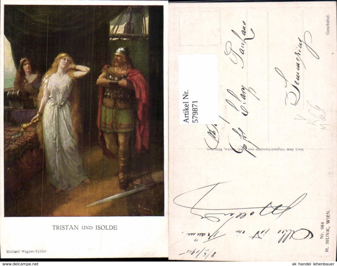 579871,K&uuml;nstler Ak Ferd. Leeke Richard Wagner Tristan U. Isolde Gemanenkult Pub M. Mu - Märchen, Sagen & Legenden