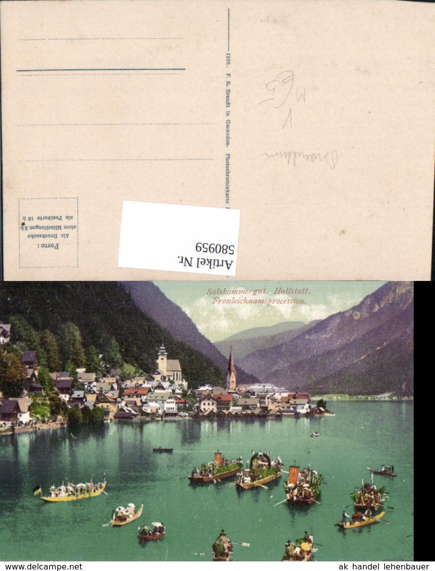 580959,Hallstatt Fronleichnamsprozession Auf Booten Brauchtum Brauch Pub F. E. Brandt - Sonstige & Ohne Zuordnung