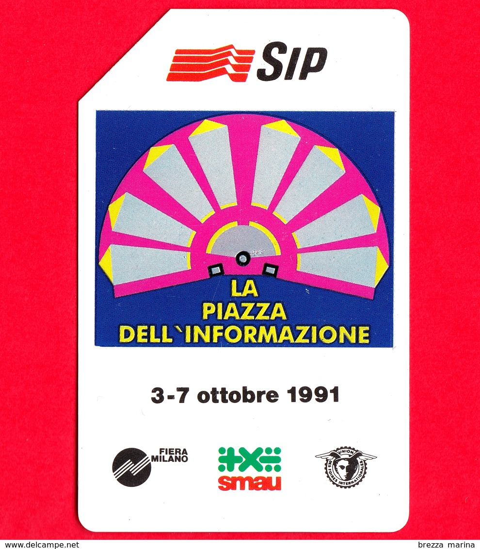 ITALIA - Scheda Telefonica - SIP - Usata - Smau 1991 - OCR 19 Mm - Golden 136D - C&C 2193 D - Fouten & Varianten