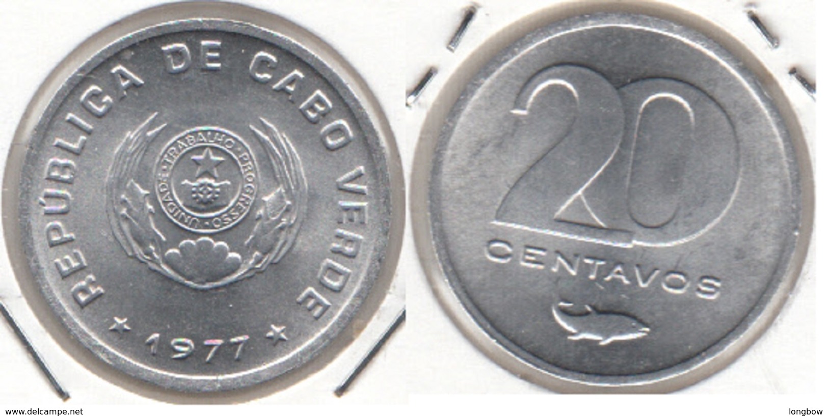 Capo Verde 20 Centavos 1977 KM#15 - Used - Cape Verde