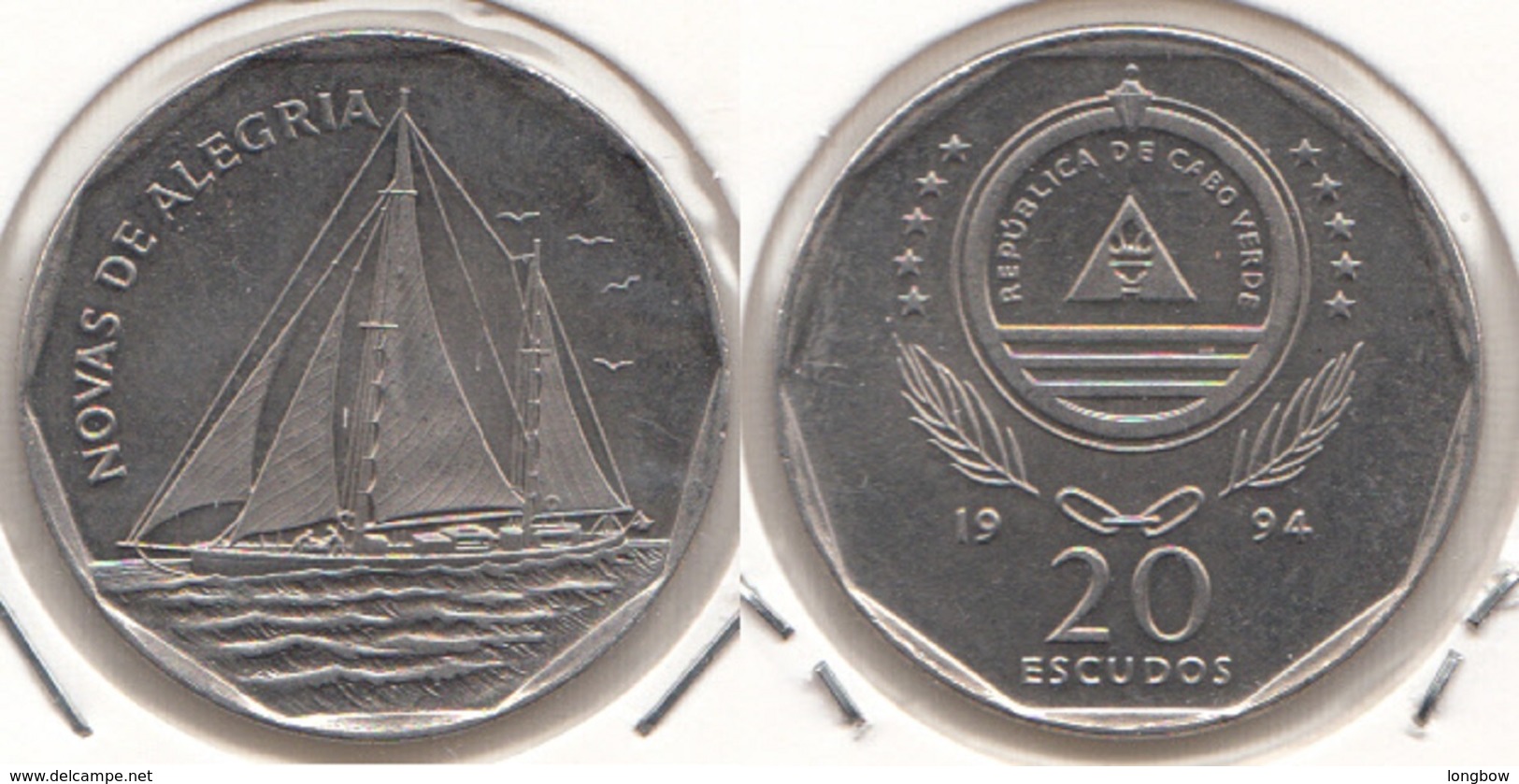 Capo Verde 20 Escudos 1994 KM#42 - Used - Kaapverdische Eilanden