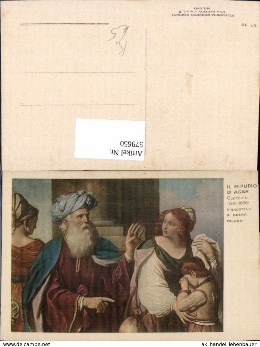 579650,K&uuml;nstler Ak Guercino Il Ripudio Di Agar Religion - Sonstige & Ohne Zuordnung