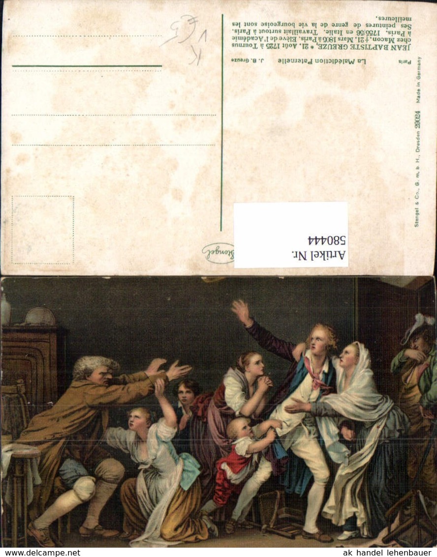 580444,K&uuml;nstler Ak Jean Baptiste Greuze La Malediction Paternelle 19 Jhdt. Streit Pub - Ohne Zuordnung