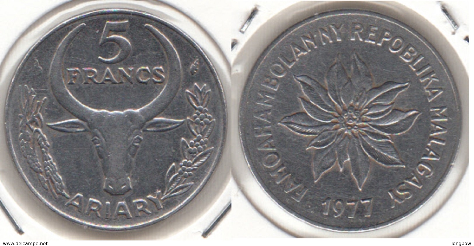 Madagascar 5 Francs 1977 KM#10 - Used - Madagascar