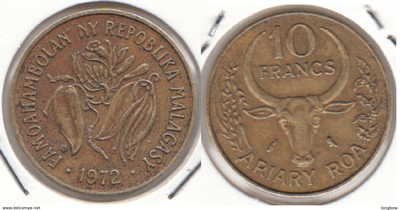 Madagascar 10 Francs 1972 F.A.O. KM#11 - Used - Madagascar