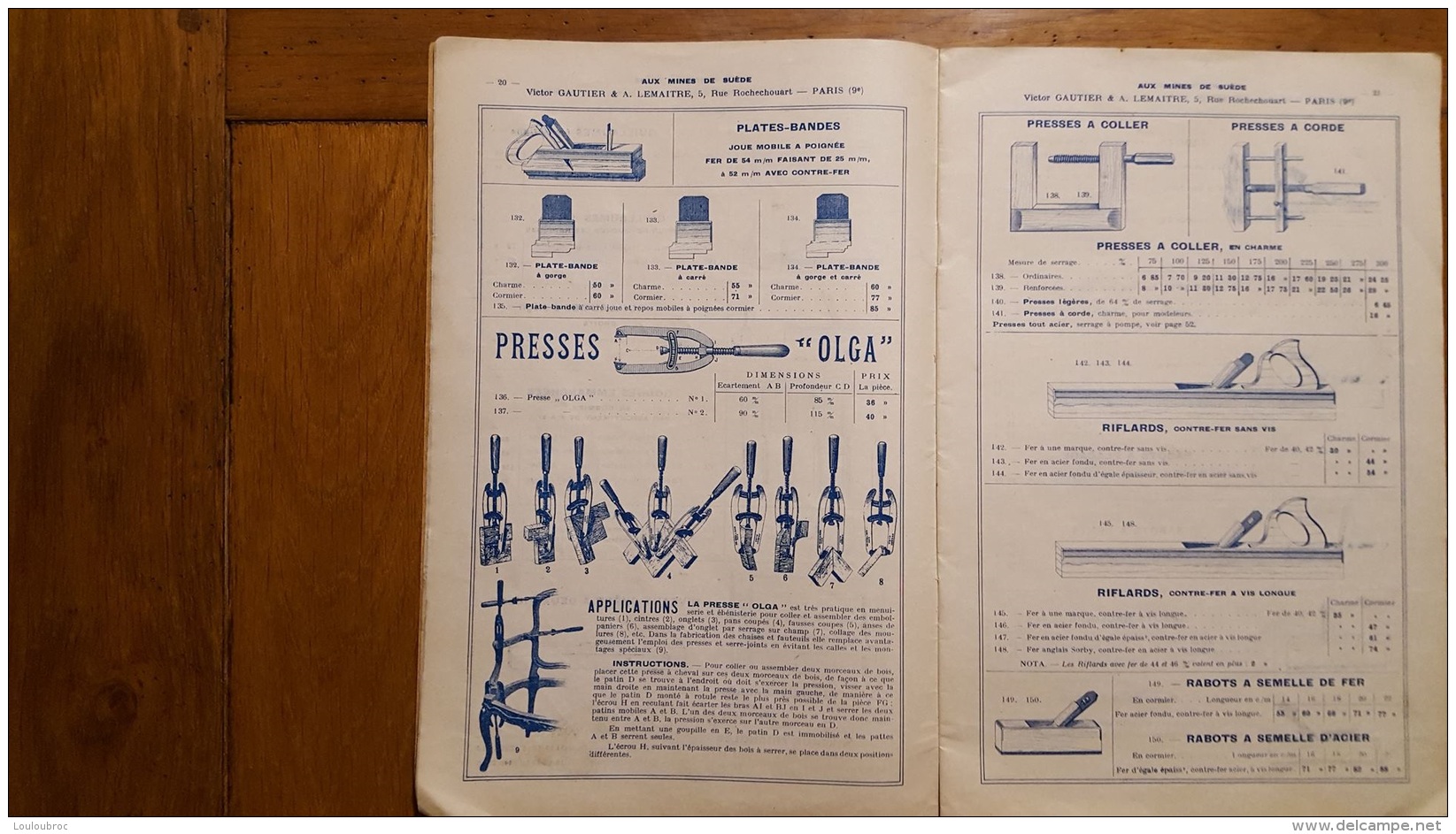 BEAU CATALOGUE AUX MINES DE SUEDE FABRIQUE D'OUTILS 1928 GAUTIER LEMAITRE PARIS  64 PAGES FORMAT 27 X 18 CM - 1900 – 1949