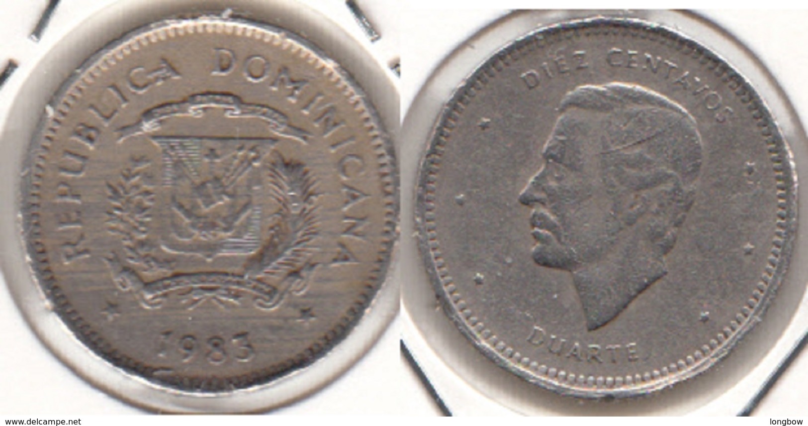 Dominican Republic 10 Centavos 1983 Km#60 - Used - Dominicana