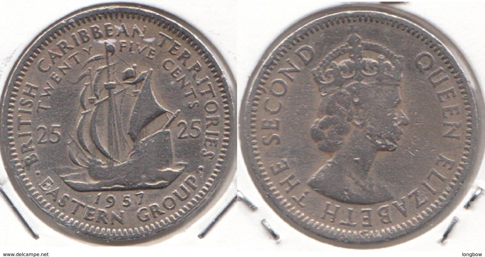 East Caribbean States 25 Cents 1957 Km#6 - Used - Caraïbes Orientales (Etats Des)