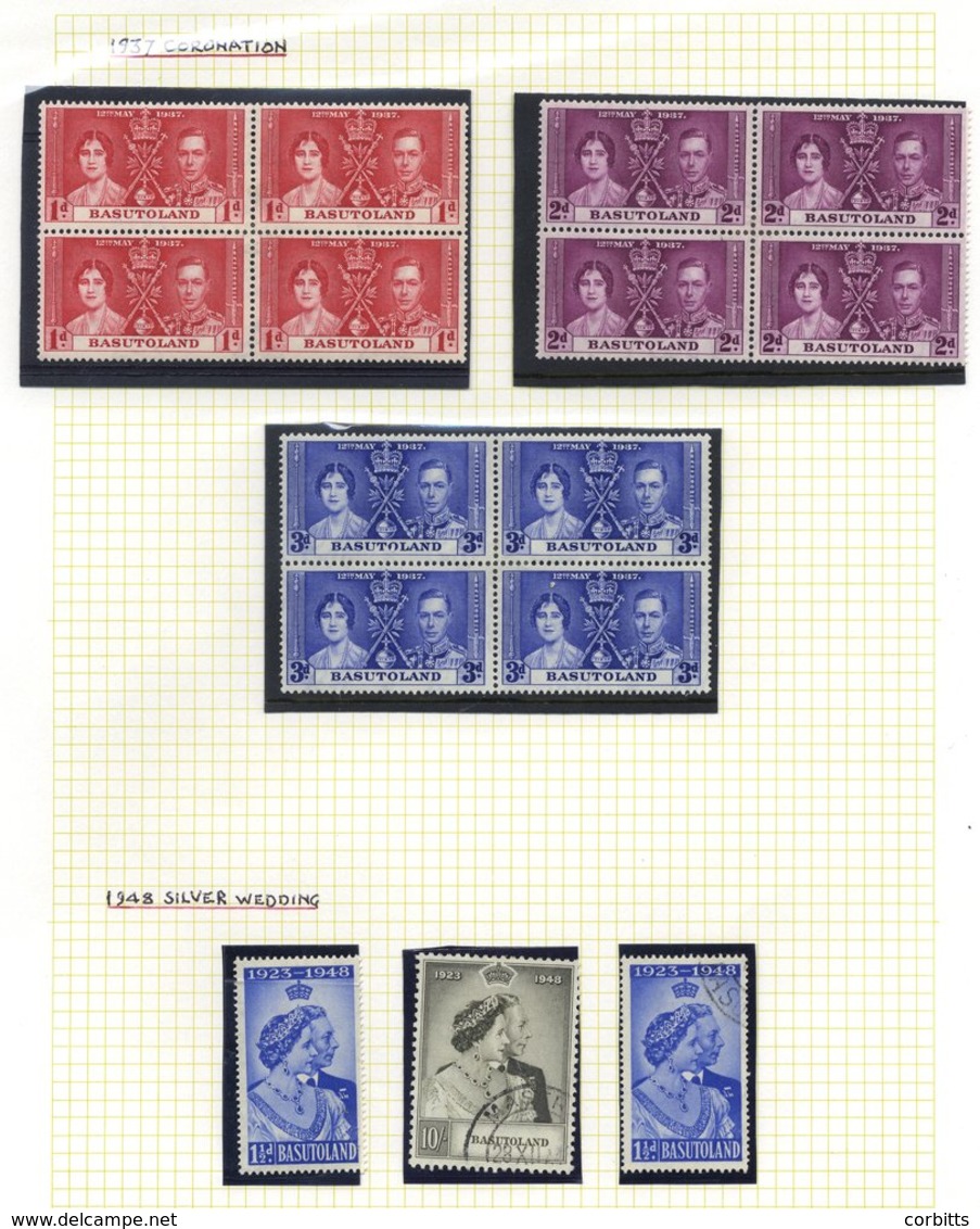 MISCELLANEOUS Small Collection Of Basutoland From 1937 Coronation, 1948 Wedding 10s U, 1961 Overprint Set To R1, Other P - Autres & Non Classés