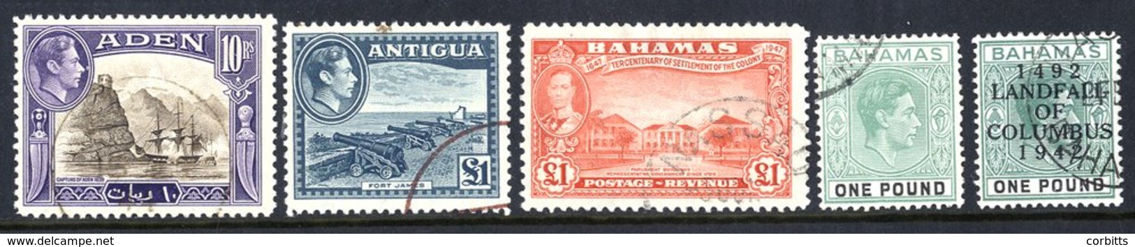 BRITISH COMMONWEALTH KGVI DEFINITIVES VFU Comprising Aden 1939 Set, Antigua 1938 Set + 1½d SG.100b, Bahamas 1938 Set, 19 - Other & Unclassified