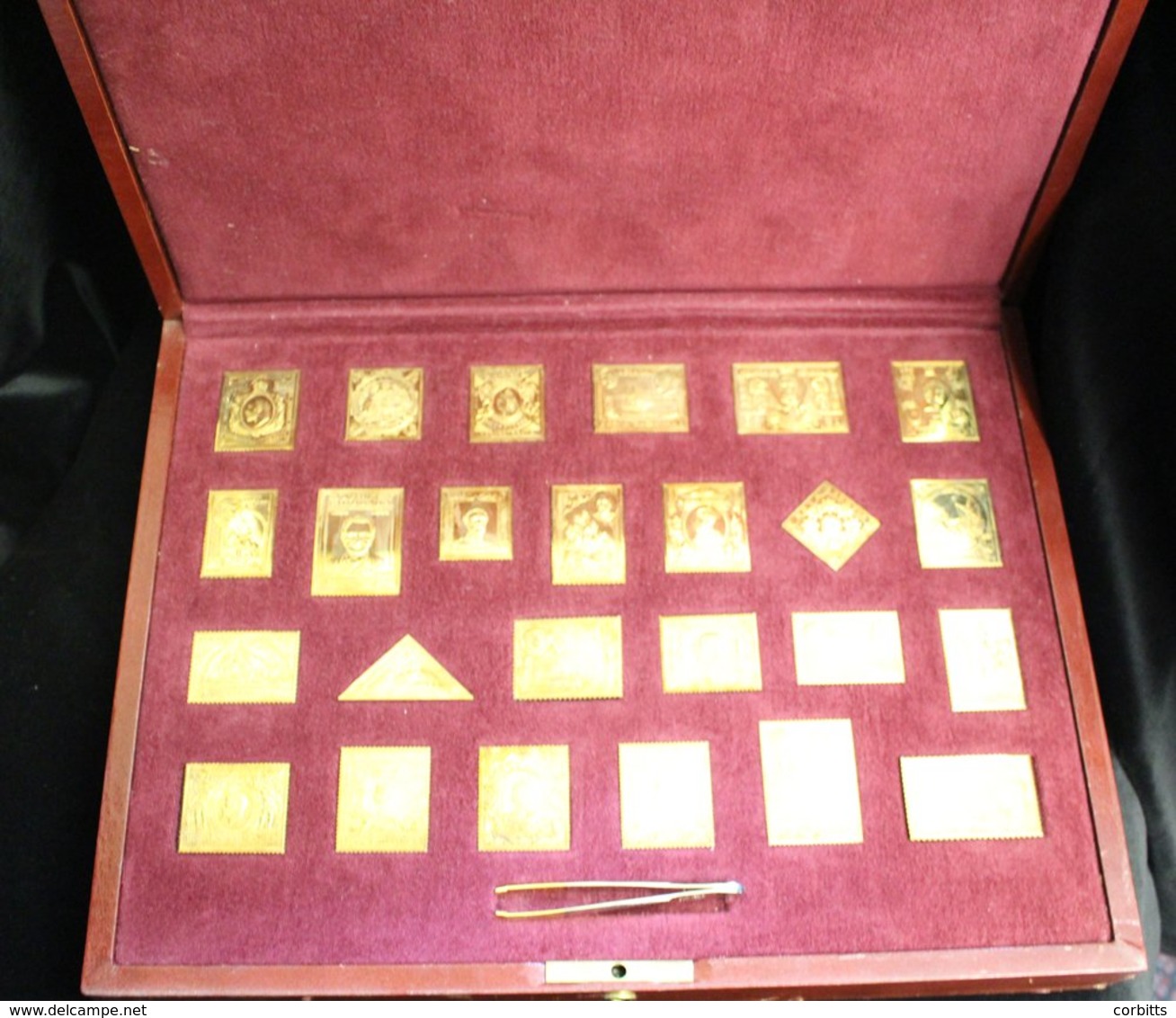 STAMPS OF THE BRITISH EMPIRE Collection Of 25 Stamps Struck In Sterling Silver & Gold Plated Incl. Straits Settlements K - Other & Unclassified