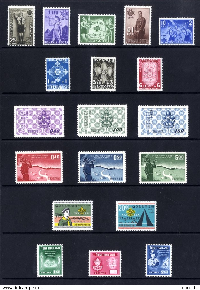 SCOUTS Stamps Mainly M Incl. Hungary, Liechtenstein, Iran, Thailand, Korea Etc. Noted - Romania 1938-40 Three M Sets Of  - Autres & Non Classés