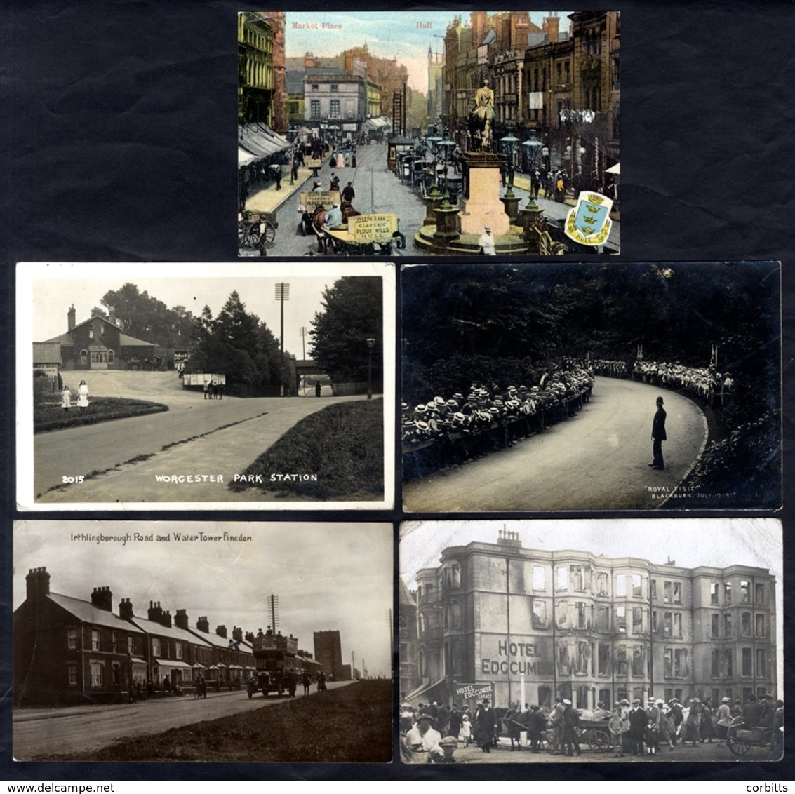 COLLECTION Of Cards (loose & Filling An Album), Noted RP's Of Royal Visit Blackburn 1913, Worcester Park Station 1924, H - Unclassified