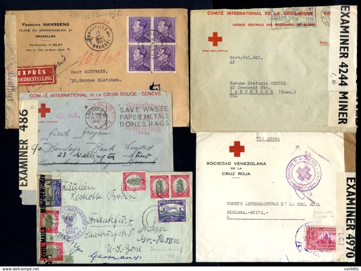 WWII CENSORED MAIL Accumulation Of Mostly 1930's-40's Items To Or From Germany With A Variety Of Censors, Plus Some Othe - Other & Unclassified