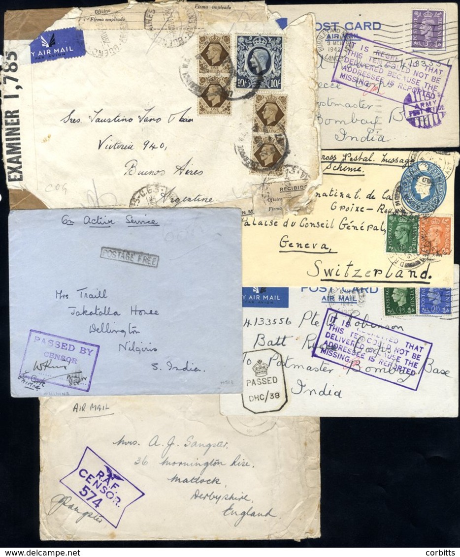 WARTIME MAIL Collection On Leaves Of Mainly Censored Mail Of WWI & WWII, FPO's, Registered, Destinations Incl. Australia - Autres & Non Classés