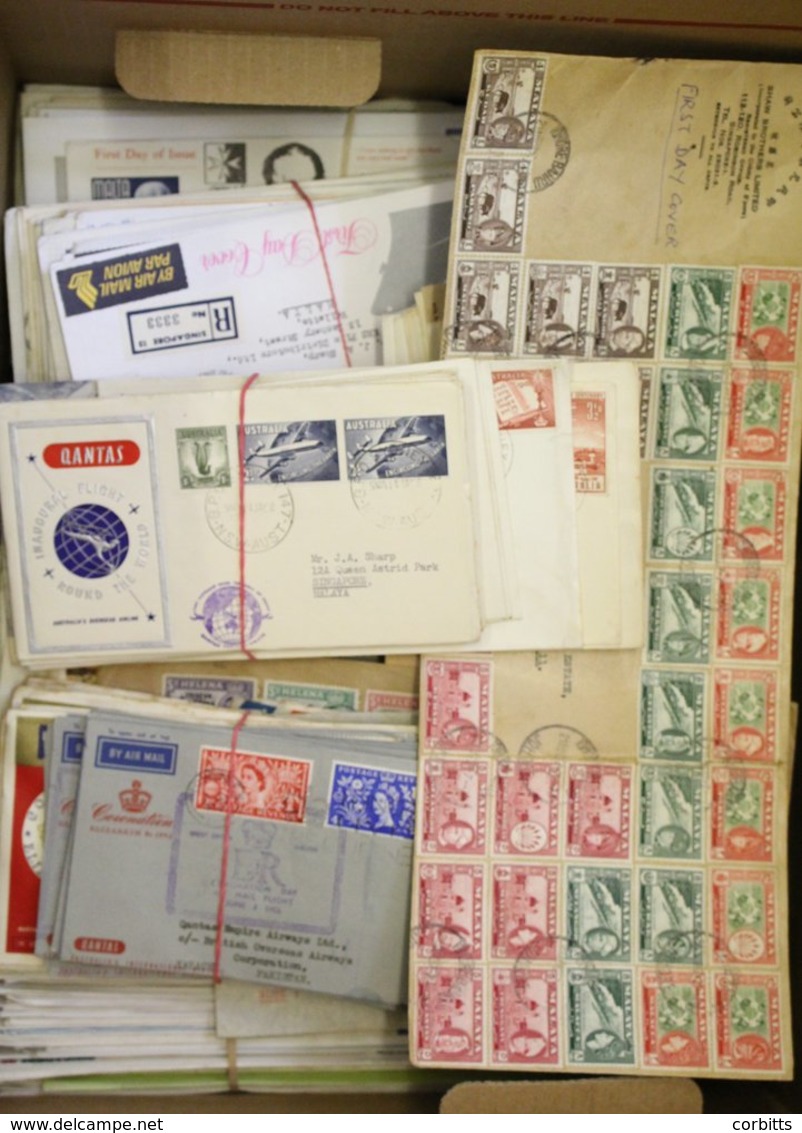 BRITISH COMMONWEALTH FDC's Quantity From Late 1950's-80's From Malta, Malaya, Singapore, A Few Earlier Incl. Odd Sarawak - Sonstige & Ohne Zuordnung