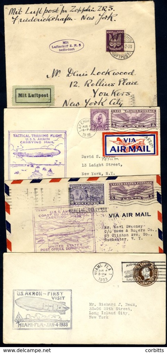 1924 First North American Flight By ZR3 Envelope To New York, Franked 10pf, Tied Friedrichshafen C.d.s. Obverse Bears Ov - Autres & Non Classés