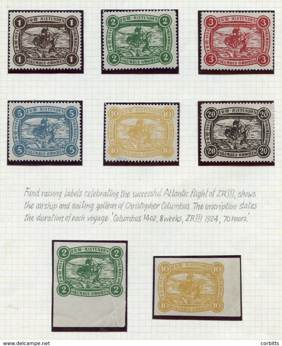 1924 ZRIII Set Of Six Fund Raising Perforated Labels Showing Christopher Columbus Sailing Galleon And The Airship ZRIII, - Other & Unclassified