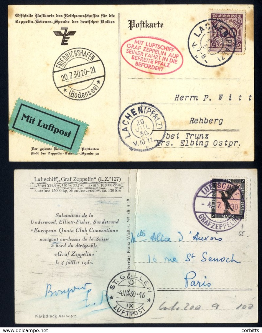 1930 Switzerland Flight PPC Of Airship Landing To Paris, Franked 1mk Eagle Air, Tied 'Luftschiff Graf Zeppelin' C.d.s. R - Other & Unclassified